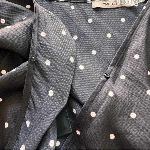 Thurley SILK Polka Dot Tank Top Spaghetti Straps Black White Wrap V-neck Sz 10 - Picture 13 of 15